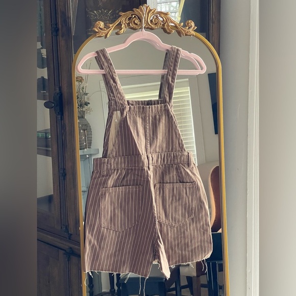 NWT WEWOREWHAT 100% Cotton Brown Striped Sleeveless Romper Short Overalls - Picture 5 of 5